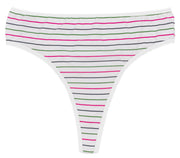 Printed Cotton High Waist Thong With Picot Trim