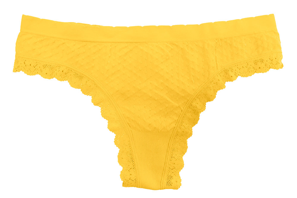 Scalloped Dot and Lace Seamless Tag Free Thong