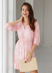 Shell Coast Flowy Cinch Waist Dress