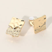 Textured Metal Rectangle Clip On Earrings