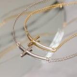 The Rachel Curved-Sideways Cross Necklace