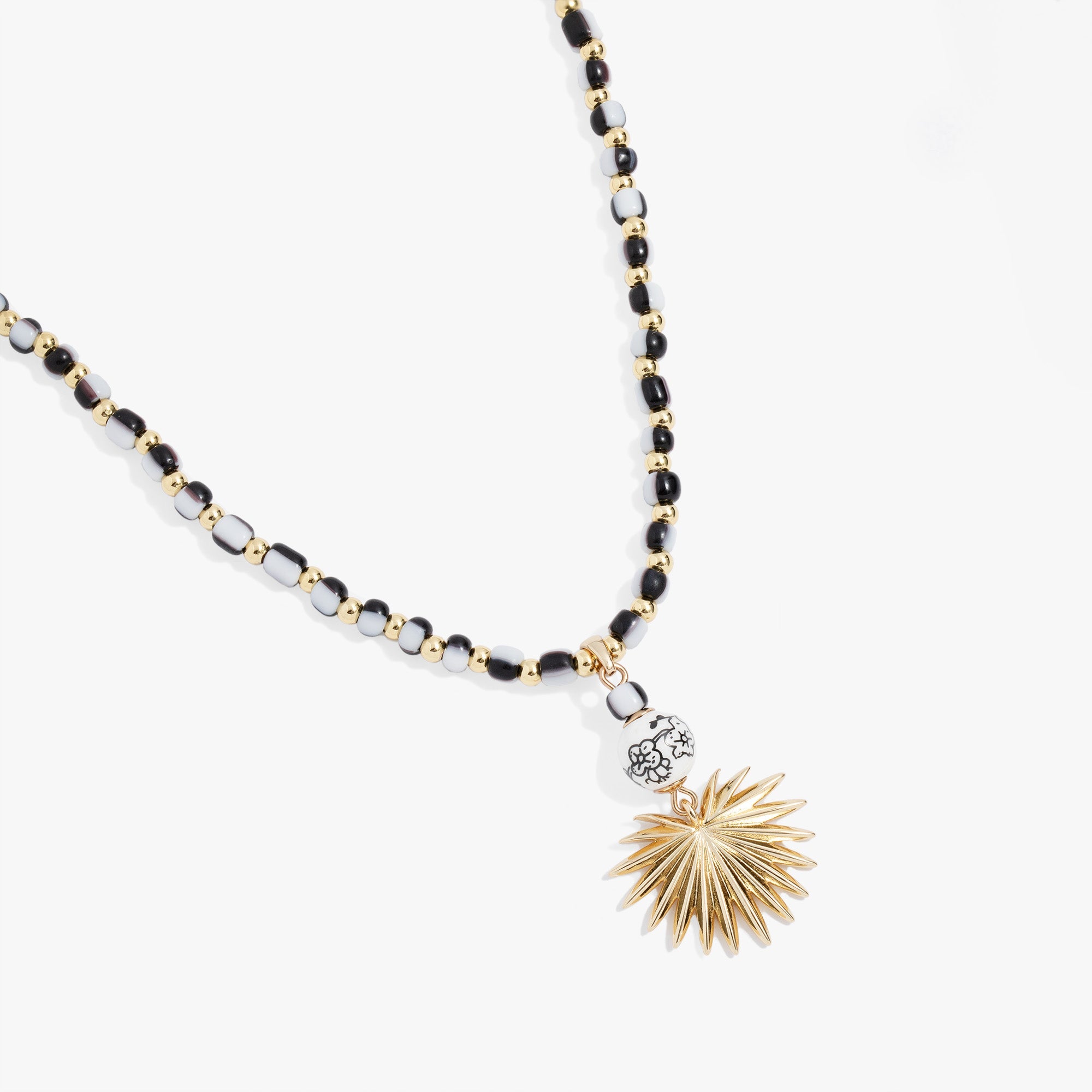 Toile Beaded Palm Pendant Necklace