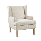 Upholstered Accent Chair with Wing Back and Recessed Arms