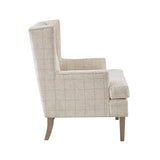 Upholstered Accent Chair with Wing Back and Recessed Arms