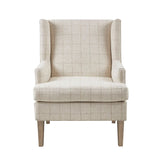 Upholstered Accent Chair with Wing Back and Recessed Arms
