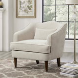 Upholstered Arm Chair with Scalloped Back and Lumbar Pillow