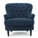 Upholstered Club Chair with Nailhead Trim and Tufted Back
