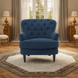 Upholstered Club Chair with Nailhead Trim and Tufted Back