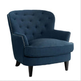 Upholstered Club Chair with Nailhead Trim and Tufted Back