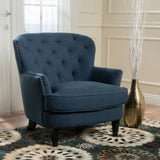 Upholstered Club Chair with Nailhead Trim and Tufted Back