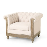 Upholstered Fabric Club Chair with Nailhead Trim