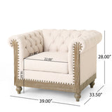 Upholstered Fabric Club Chair with Nailhead Trim
