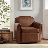 Upholstered Faux Leather 360 Degree Swivel Armchair