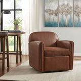 Upholstered Faux Leather 360 Degree Swivel Armchair