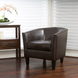 Upholstered Leather Club Chair with Flared Armrests