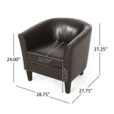 Upholstered Leather Club Chair with Flared Armrests