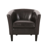 Upholstered Leather Club Chair with Flared Armrests