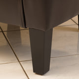 Upholstered Leather Club Chair with Flared Armrests