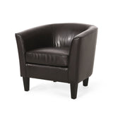 Upholstered Leather Club Chair with Flared Armrests