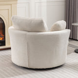 Upholstered Swivel Barrel Chair with 3 Pillows and Curved Backrest