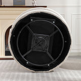 Upholstered Swivel Barrel Chair with 3 Pillows and Curved Backrest