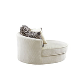 Upholstered Swivel Barrel Chair with 5 Movable Pillows and Metal Base