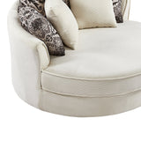 Upholstered Swivel Barrel Chair with 5 Movable Pillows and Metal Base
