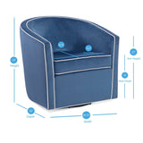 Upholstered Swivel Chair with Cream Welt, Sloped Arms and Removable Cushion
