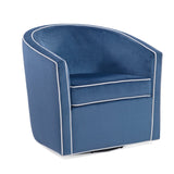Upholstered Swivel Chair with Cream Welt, Sloped Arms and Removable Cushion