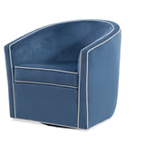 Upholstered Swivel Chair with Cream Welt, Sloped Arms and Removable Cushion