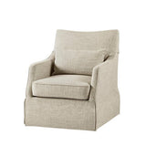 Upholstered Swivel Chair with Metal Base and Recessed Arms
