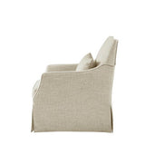 Upholstered Swivel Chair with Metal Base and Recessed Arms