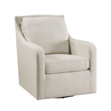 Upholstered Swivel Chair with Sloped Arms and Metal Base
