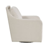 Upholstered Swivel Chair with Sloped Arms and Metal Base