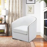 Upholstered Swivel Chair with Sloped Arms, Nailhead Trim and Tight Back