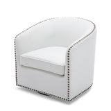 Upholstered Swivel Chair with Sloped Arms, Nailhead Trim and Tight Back