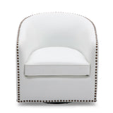 Upholstered Swivel Chair with Sloped Arms, Nailhead Trim and Tight Back