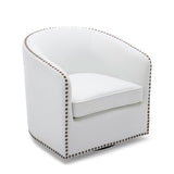 Upholstered Swivel Chair with Sloped Arms, Nailhead Trim and Tight Back