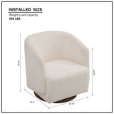 Upholstered Swivel Chair with Wooden Base and Curved Armrest