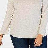 Style & Co Women's Long-Sleeve Crewneck Top Brown Size Medium