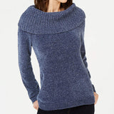 INC International Concepts Women's Chenille Cowl-Neck Sweater Inkberry Size Medium