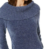INC International Concepts Women's Chenille Cowl-Neck Sweater Inkberry Size Medium