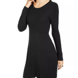 Style & Co Women's Ribbed-Knit Sweater Dress Black Size Medium