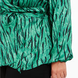 INC International Concepts Women's Plus Size Animal-Print Wrap Top Med Green Size 2X