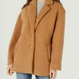 Collection B Juniors' Faux-Faux Coat Brown Size Large