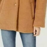 Collection B Juniors' Faux-Faux Coat Brown Size Large