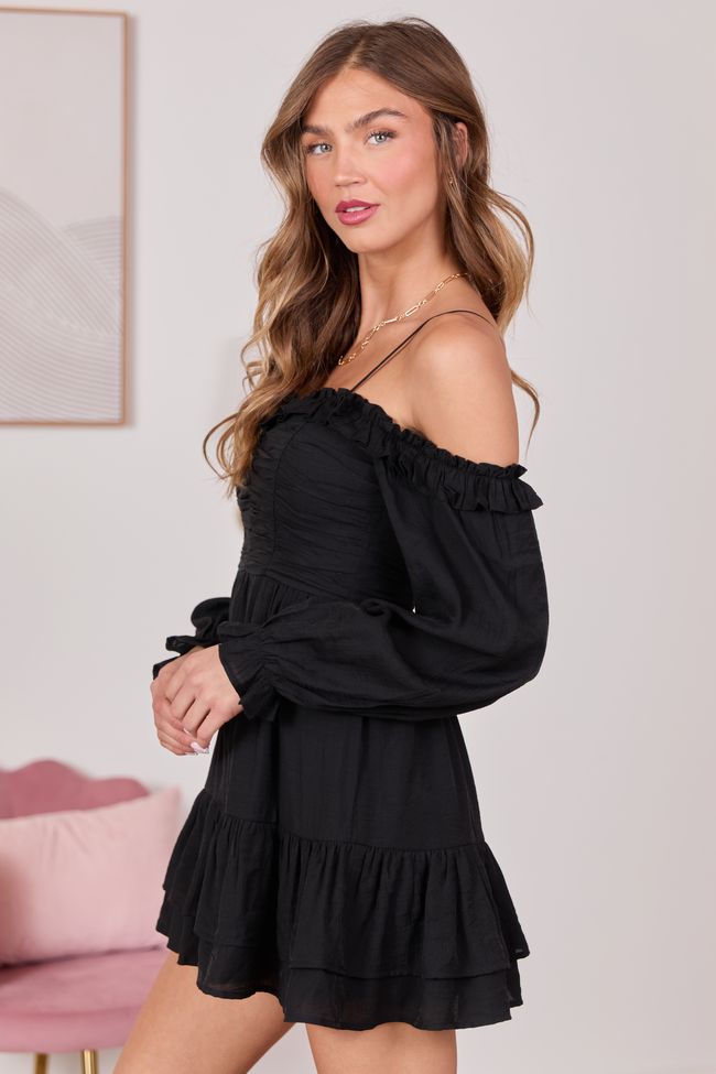 Kenzi Black Off The Shoulder Mini Dress Final Sale