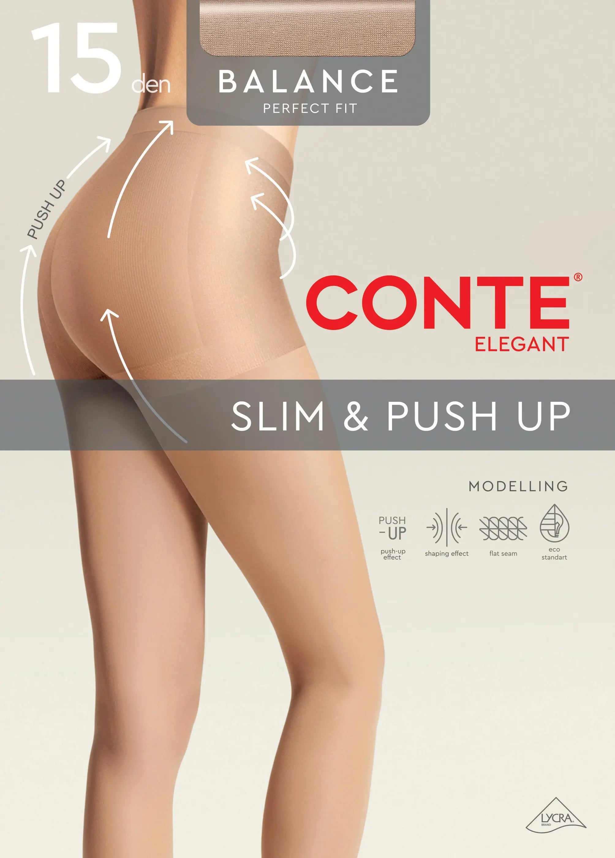Tights Conte Balance 15 Den - Push-up Effect