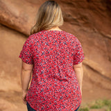 Westport Ditsy Floral Pintuck Button Front Blouse - Plus