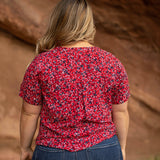 Westport Ditsy Floral Pintuck Button Front Blouse - Plus